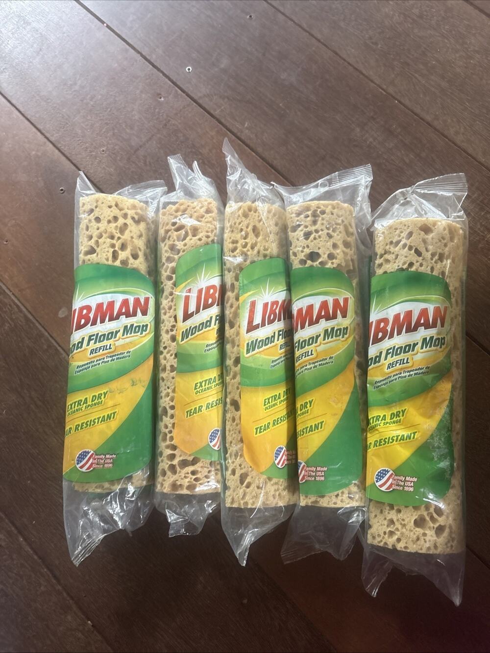 Lot Of 5 Libman Wood Floor Mop Refill #02027 Extra Dry Oceanic Sponge